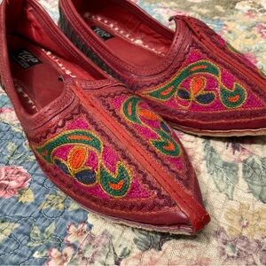 Embroidered Indian Leather Flats Size 7